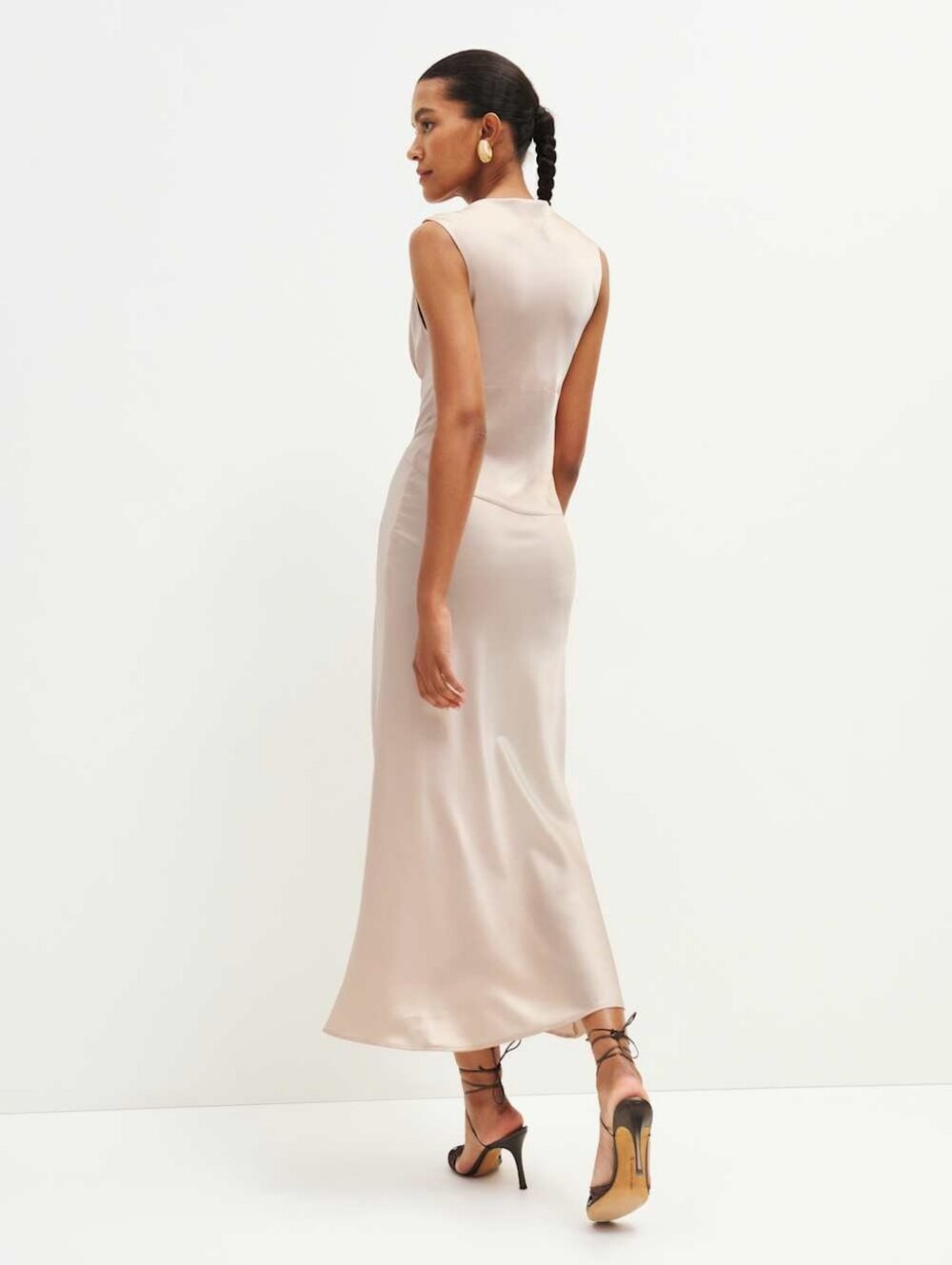 Reformation Satin Cowl-Neck Midi Dress in Blush - Picture 5 of 16